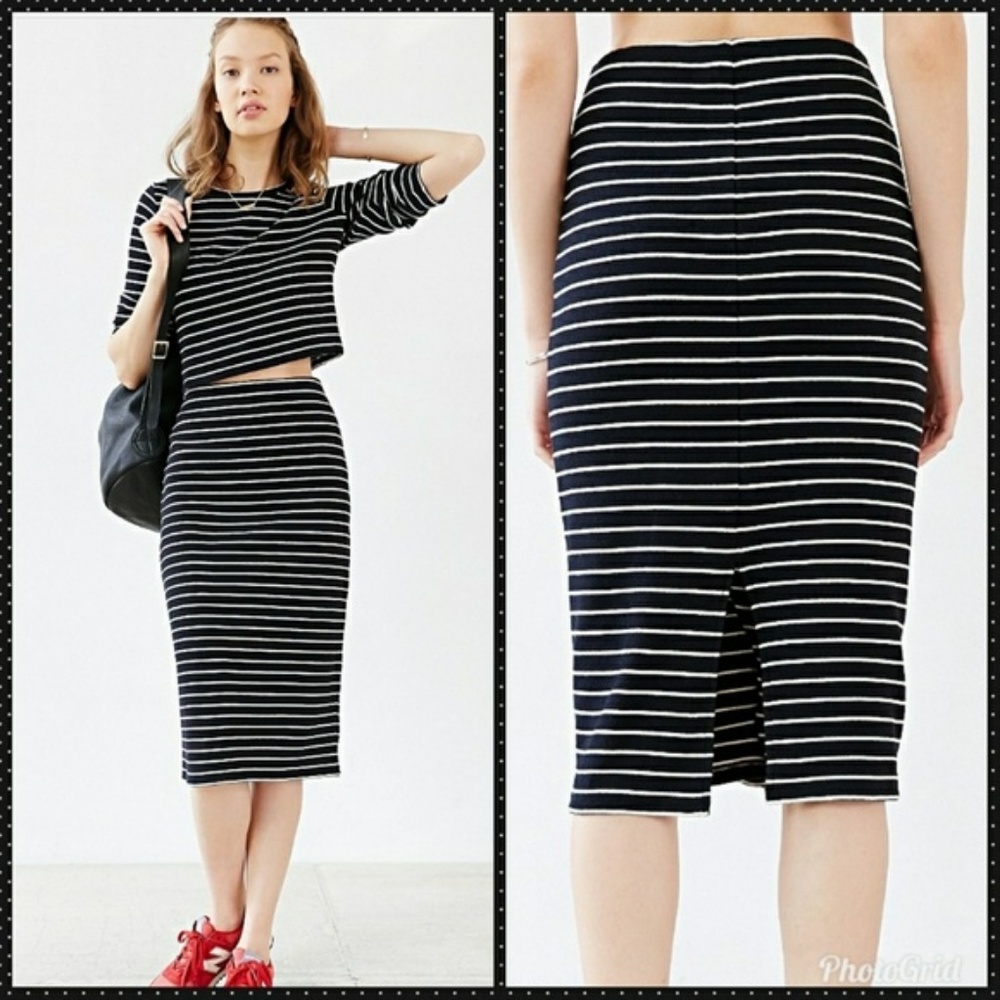 BDG Striped Pencil Skirt Blue/White Size 2